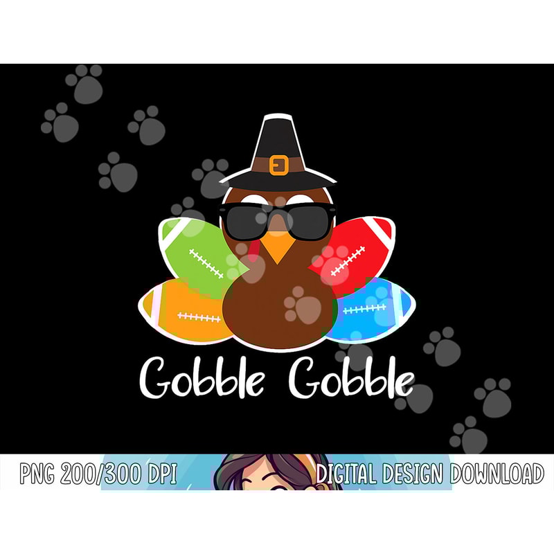 Gobble Gobble Football Thanksgiving Touchdowns Youth Kids png, sublimation copy.jpg