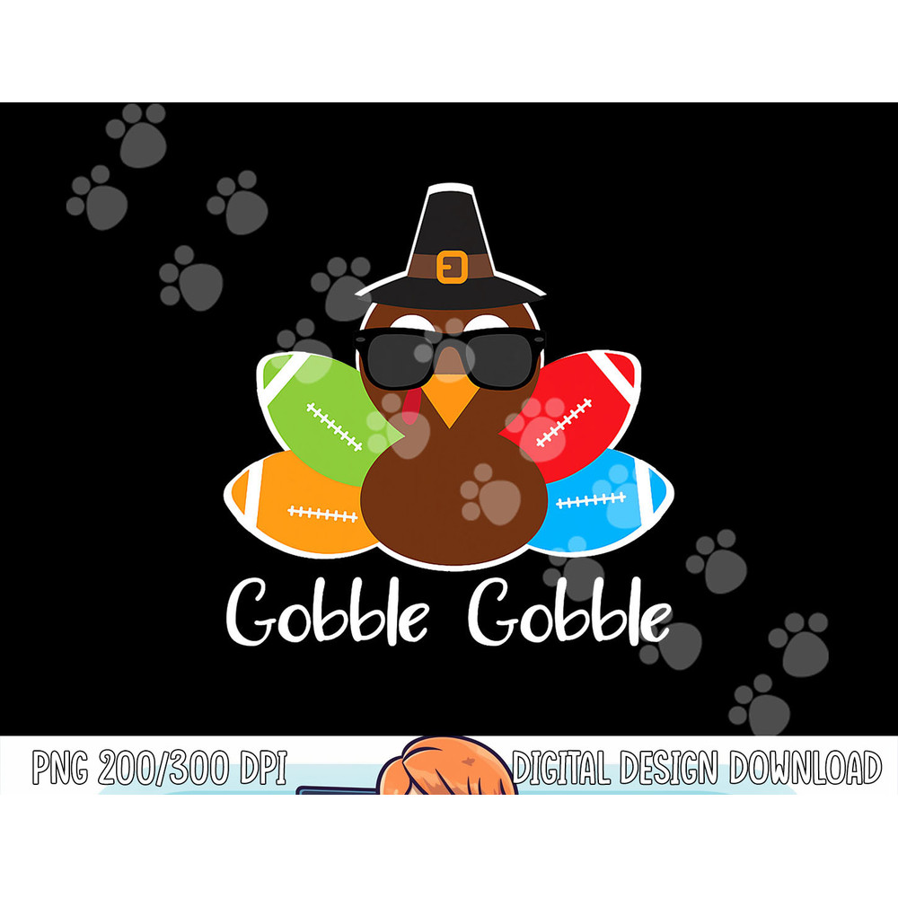 Gobble Gobble Football Thanksgiving Touchdowns Youth Kids png, sublimation copy.jpg