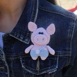 Crochet pig pattern - Pig amigurumi pattern - Crochet pig brooch - Easy crochet pattern - Crochet miniature cute pig