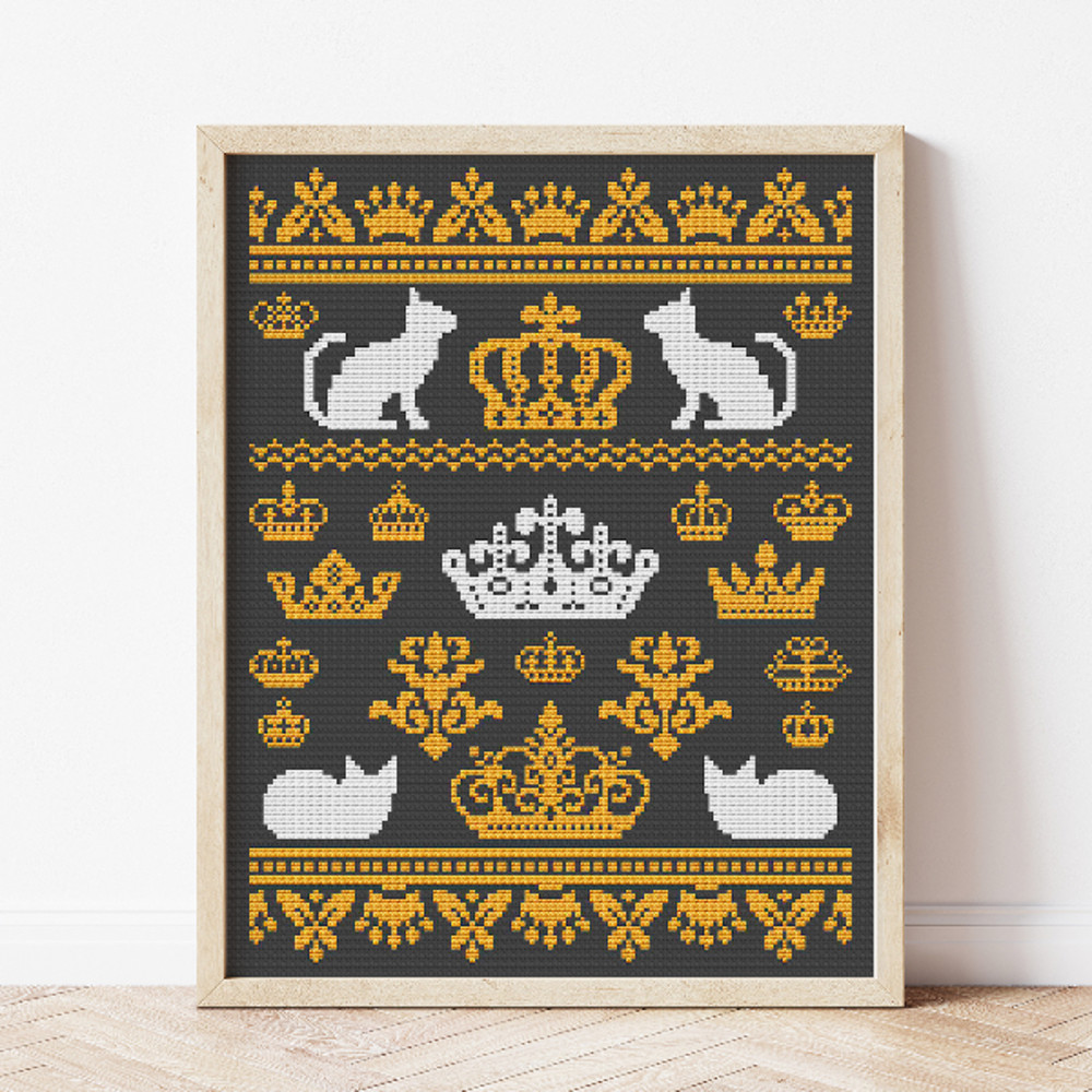 cats cross stitch pattern vintage sampler