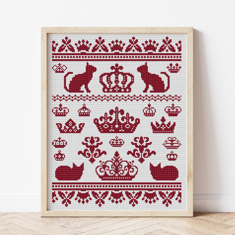 cats cross stitch pattern monochrome