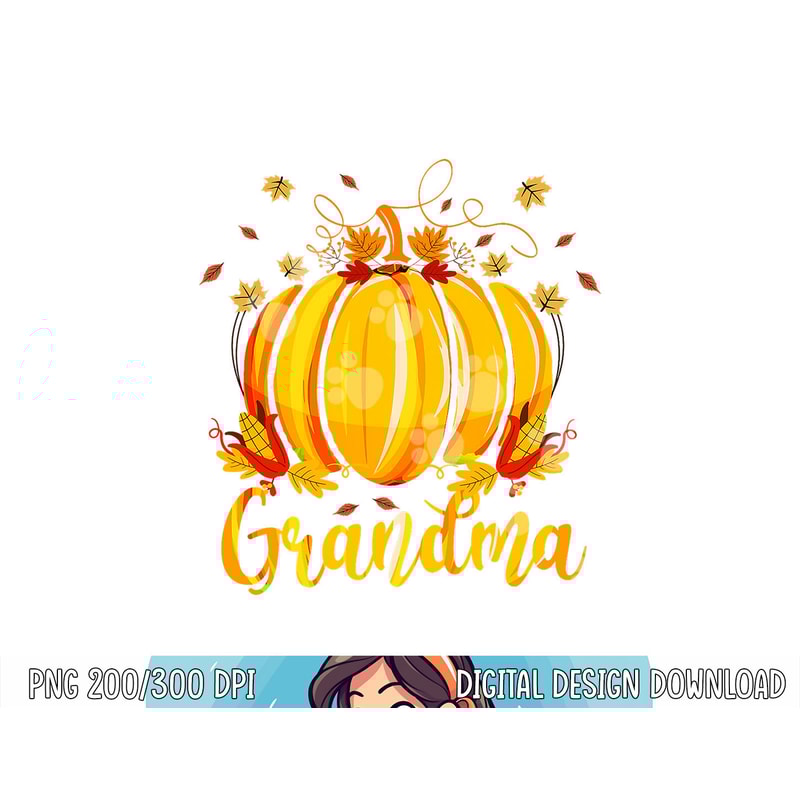 Grandma Pumpkin Family Matching Cute Halloween Fall Leaves png, sublimation copy.jpg