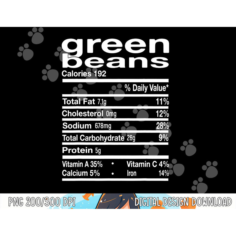 Green Bean Nutrition Facts 2022 Thanksgiving Christmas Food png, sublimation copy.jpg