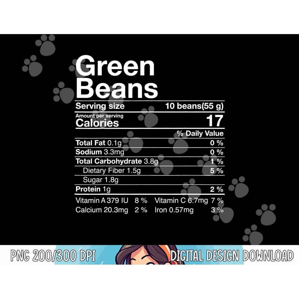 Green Beans Nutrition Fact Thanksgiving Costume Turkey Day png, sublimation copy.jpg