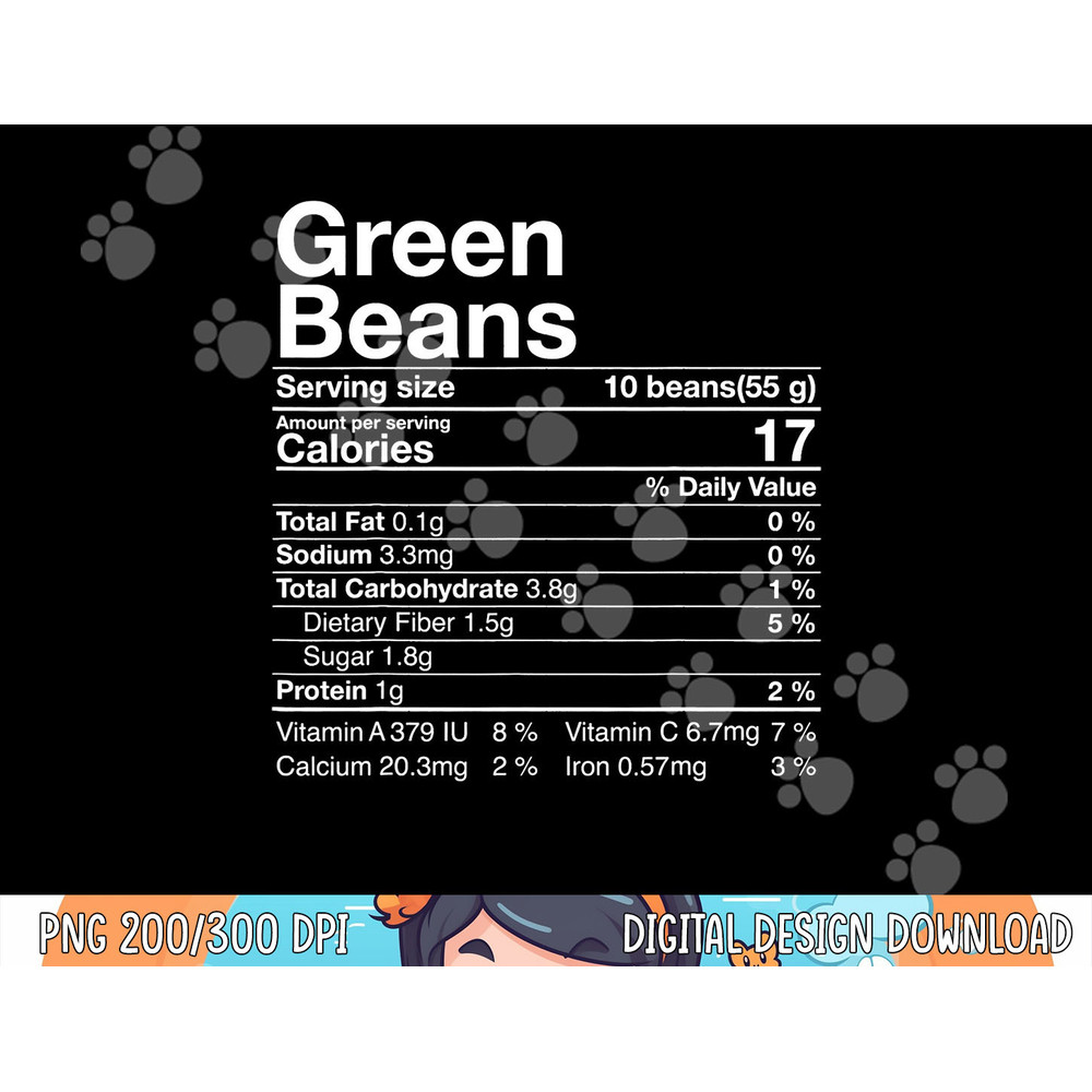 Green Beans Nutrition Fact Thanksgiving Costume Turkey Day png, sublimation copy.jpg