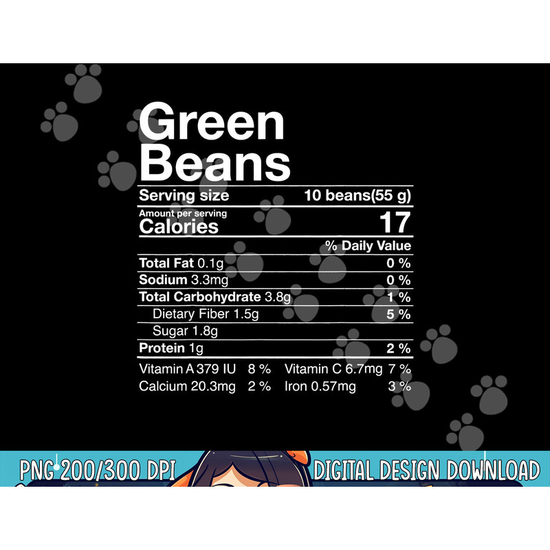 Green Beans Nutrition Fact Thanksgiving Costume Turkey Day png, sublimation copy.jpg