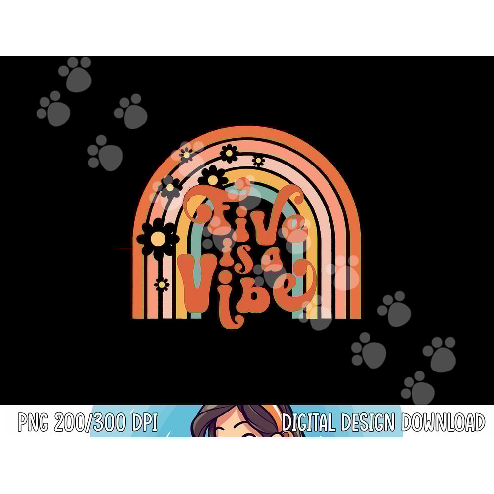 Groovy Five is a Vibes 5th Birthday Hippie 70s Boho Rainbow png,sublimation copy.jpg