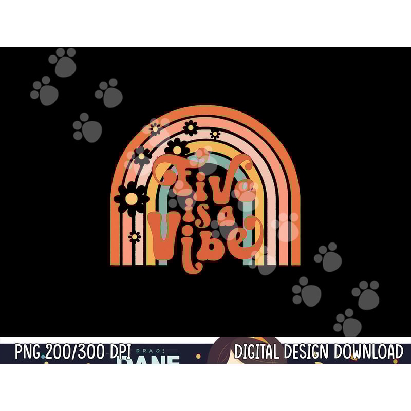 Groovy Five is a Vibes 5th Birthday Hippie 70s Boho Rainbow png,sublimation copy.jpg