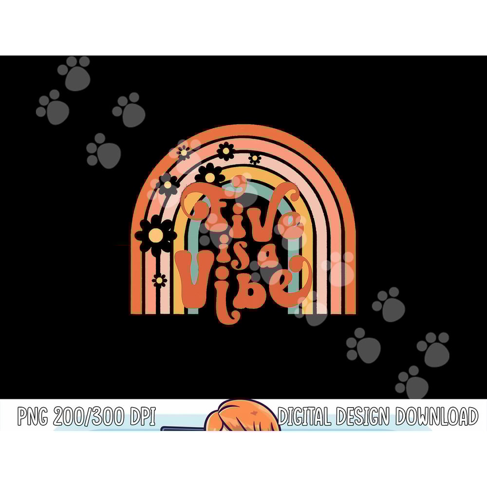 Groovy Five is a Vibes 5th Birthday Hippie 70s Boho Rainbow png,sublimation copy.jpg