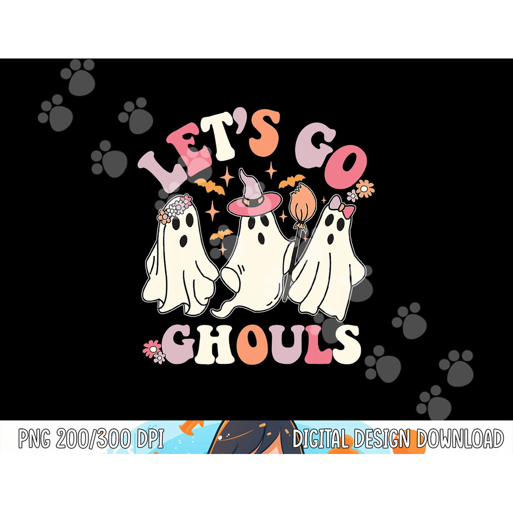 Groovy Halloween Let s Go Ghouls Retro Floral Ghost Costume png, sublimation copy.jpg