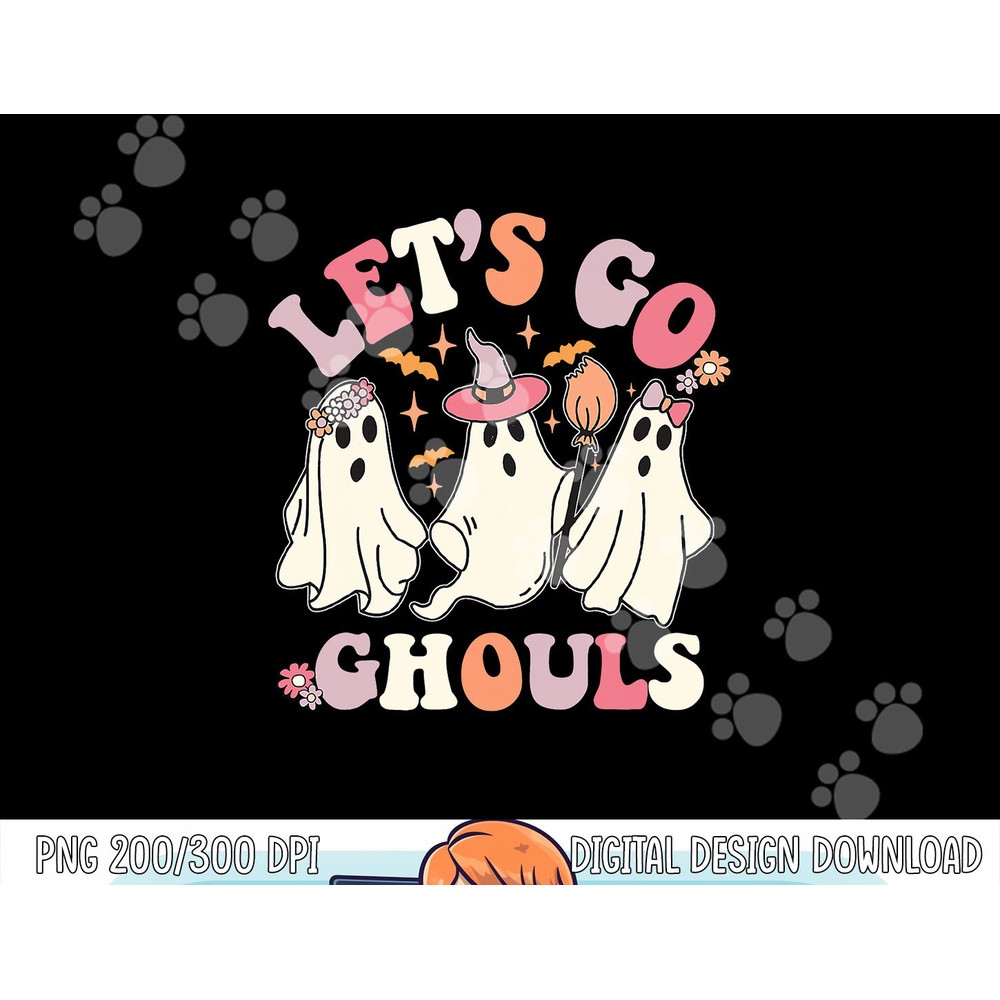 Groovy Halloween Let s Go Ghouls Retro Floral Ghost Costume png, sublimation copy.jpg