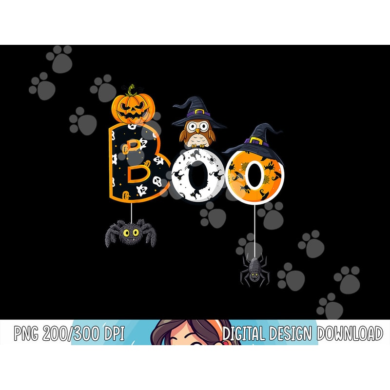 Halloween Boo Owl With Witch Hat Spiders Boys Girls Kids png,sublimation copy.jpg
