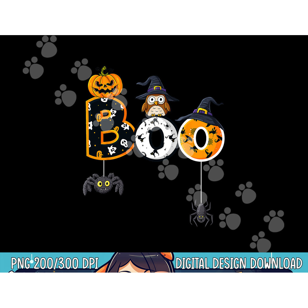 Halloween Boo Owl With Witch Hat Spiders Boys Girls Kids png,sublimation copy.jpg