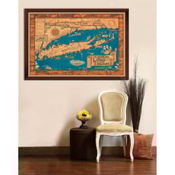 vintage map of long island classic pictorial historic map 1933 rustic home decor old style wall reproduction map print