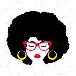 afro woman svg, black girl svg, afican svg, american woman svg, afro svg, afro girl svg, glasses svg, woman svg, queen s
