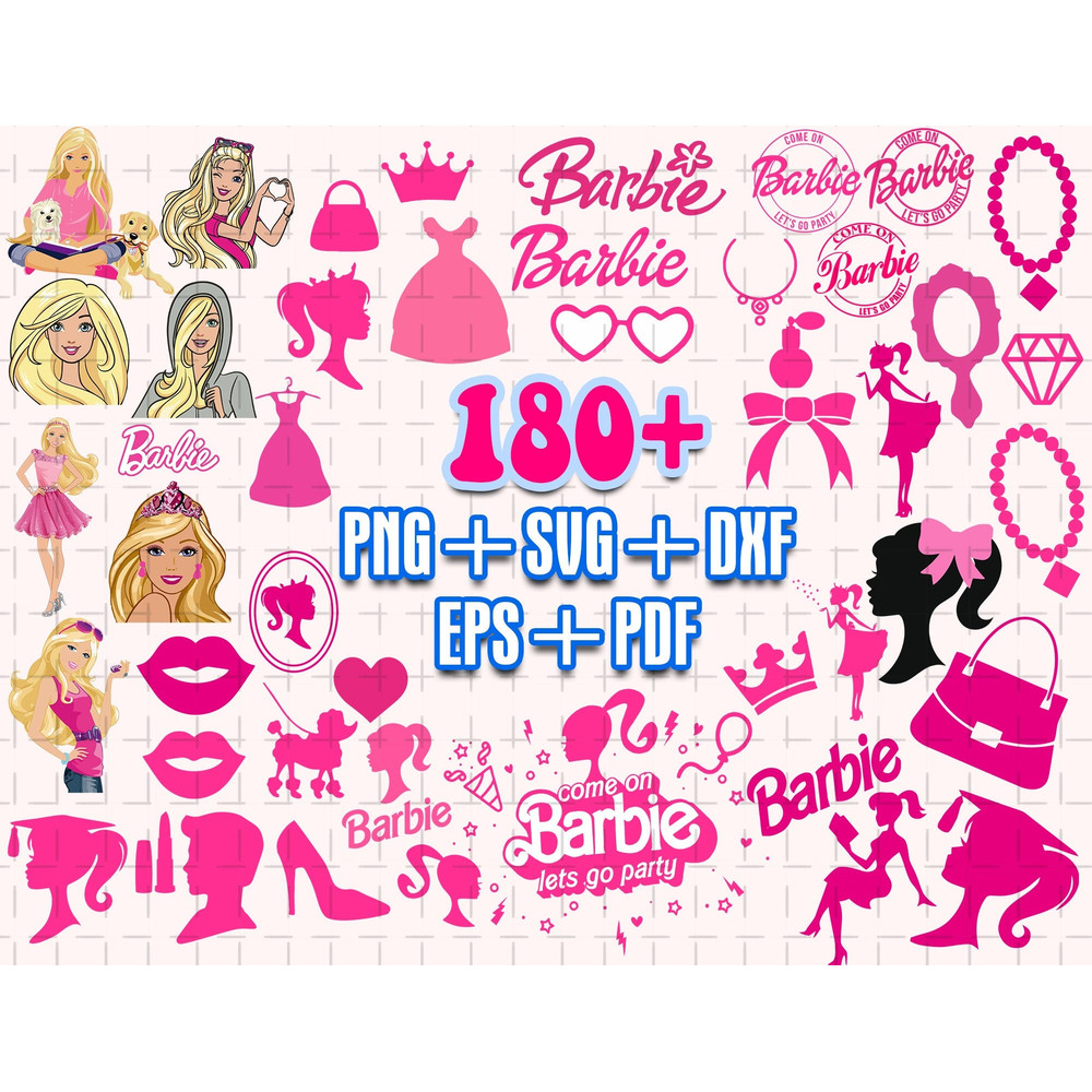 Barbi Pink Doll Bundle SVG Files For Cricut, Come On Barbi Let's Go Party SVG , Barbi Doll Svg, Layered Cut Files, Barbie Svg Birthday - 1.jpg