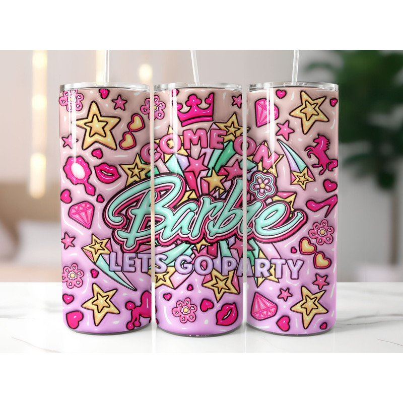 Bundle Come On Barbie Let's Go Party Inflated Tumbler Wrap PNG, Barbi Inflated Tumbler PNG, Barbi Doll Skinny Tumbler PNG - 2.jpg