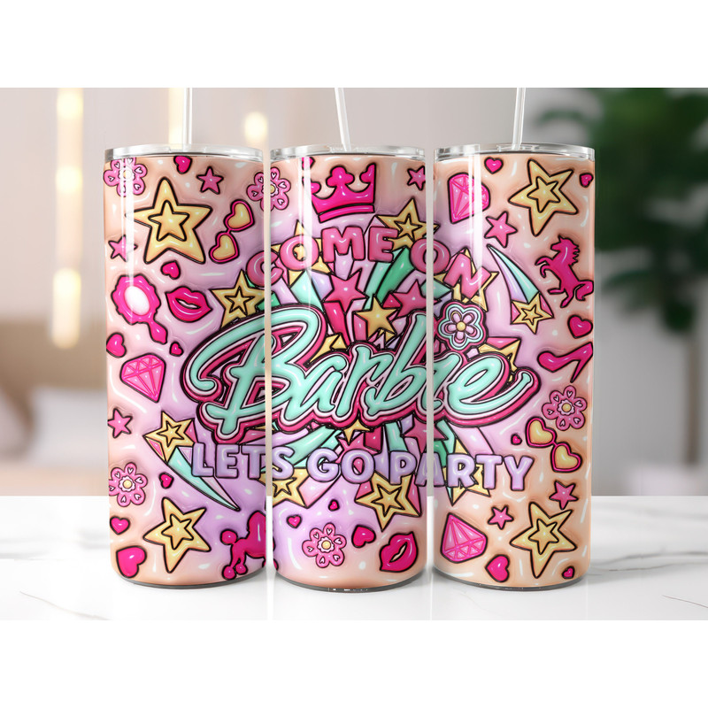 Bundle Come On Barbie Let's Go Party Inflated Tumbler Wrap PNG, Barbi Inflated Tumbler PNG, Barbi Doll Skinny Tumbler PNG - 3.jpg