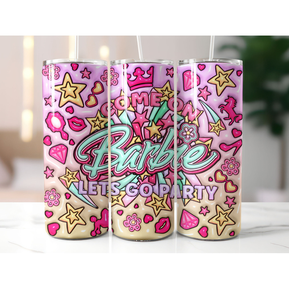 Bundle Come On Barbie Let's Go Party Inflated Tumbler Wrap PNG, Barbi Inflated Tumbler PNG, Barbi Doll Skinny Tumbler PNG - 4.jpg