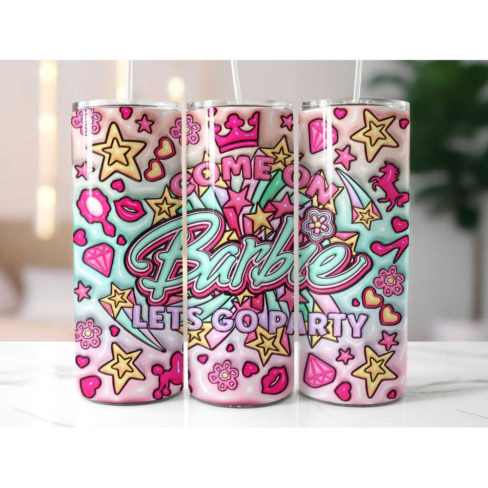 Bundle Come On Barbie Let's Go Party Inflated Tumbler Wrap PNG, Barbi Inflated Tumbler PNG, Barbi Doll Skinny Tumbler PNG - 5.jpg