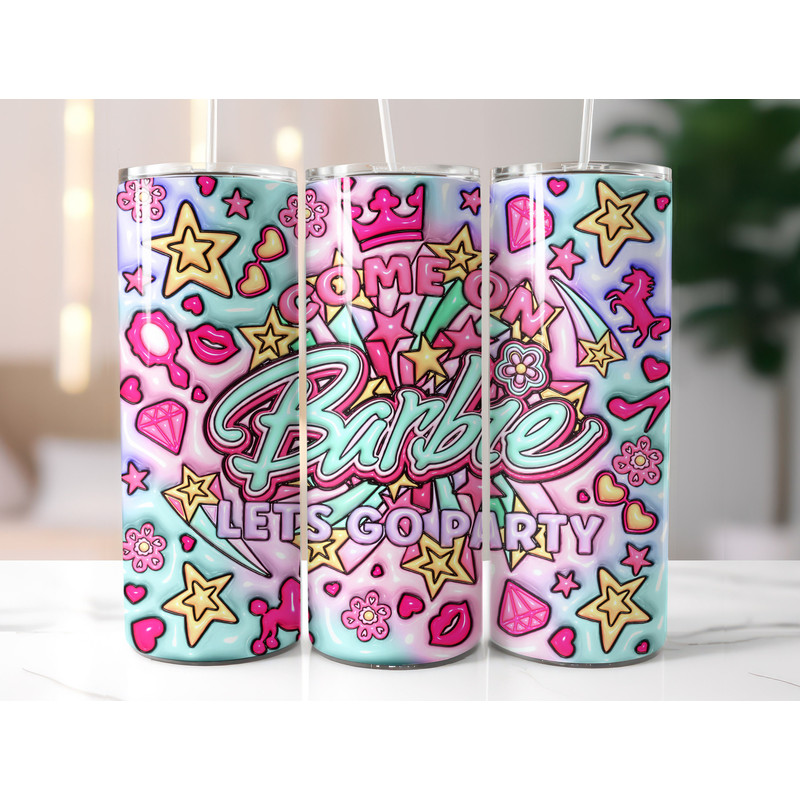 Bundle Come On Barbie Let's Go Party Inflated Tumbler Wrap PNG, Barbi Inflated Tumbler PNG, Barbi Doll Skinny Tumbler PNG - 6.jpg