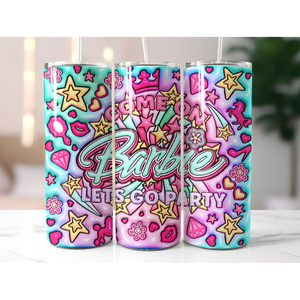 Bundle Come On Barbie Let's Go Party Inflated Tumbler Wrap PNG, Barbi Inflated Tumbler PNG, Barbi Doll Skinny Tumbler PNG - 7.jpg
