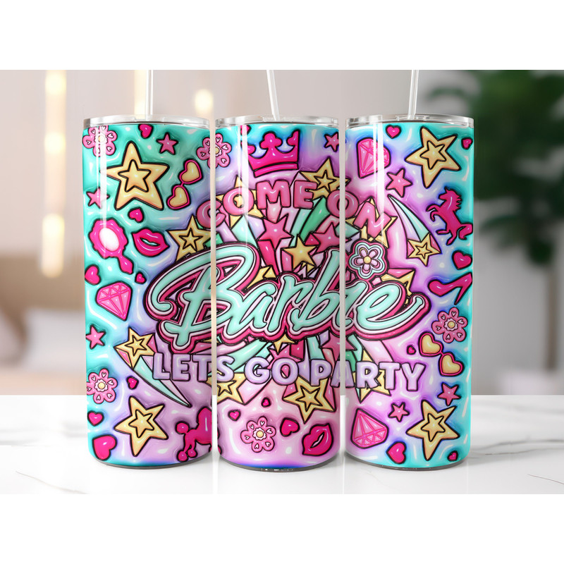 Bundle Come On Barbie Let's Go Party Inflated Tumbler Wrap PNG, Barbi Inflated Tumbler PNG, Barbi Doll Skinny Tumbler PNG - 7.jpg