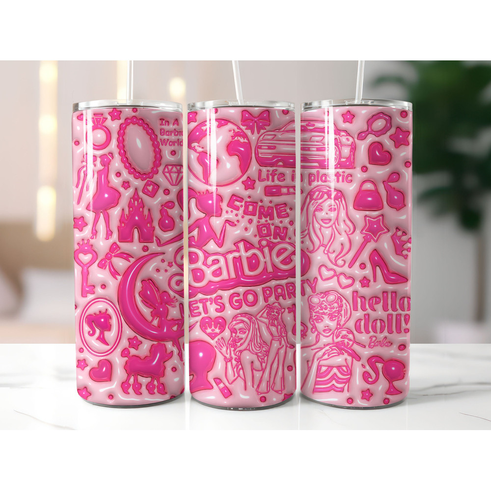 Come On Barbie Inflated Tumbler Wrap PNG, Lets Go Party Inflated Tumbler PNG, Barbi Doll Skinny Tumbler PNG - 3.jpg