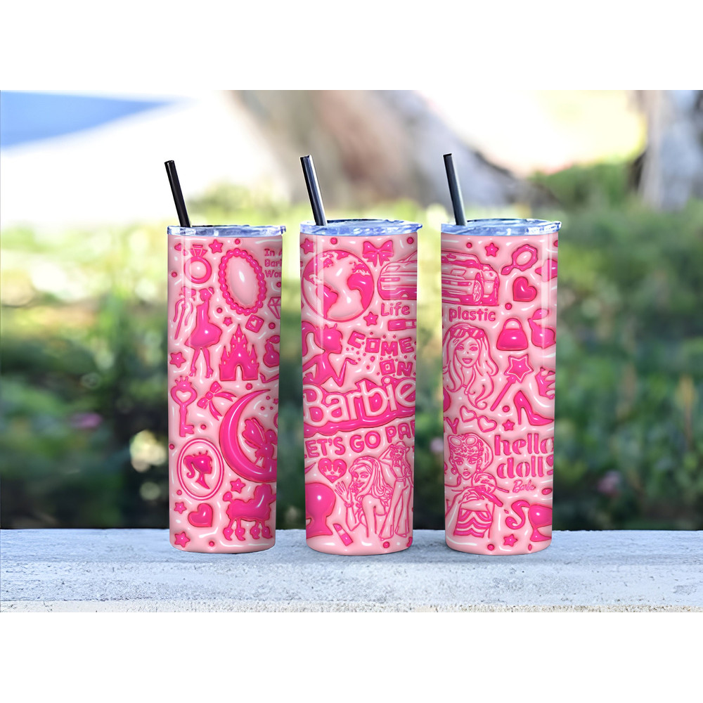 Come On Barbie Inflated Tumbler Wrap PNG, Lets Go Party Inflated Tumbler PNG, Barbi Doll Skinny Tumbler PNG - 4.jpg