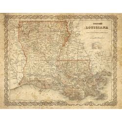 vintage louisiana map colton's 1886 old louisiana map historic map antique restoration style map wall map home decor hou
