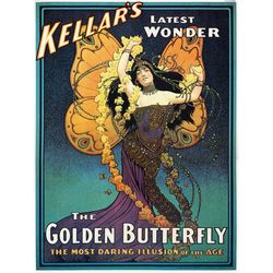 magic poster, magician, vintage poster, kellar golden butterfly,  mystic, magic, magician poster, 18 x 24 fine art print