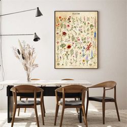 botanical wall art flower poster, fleurs vintage poster