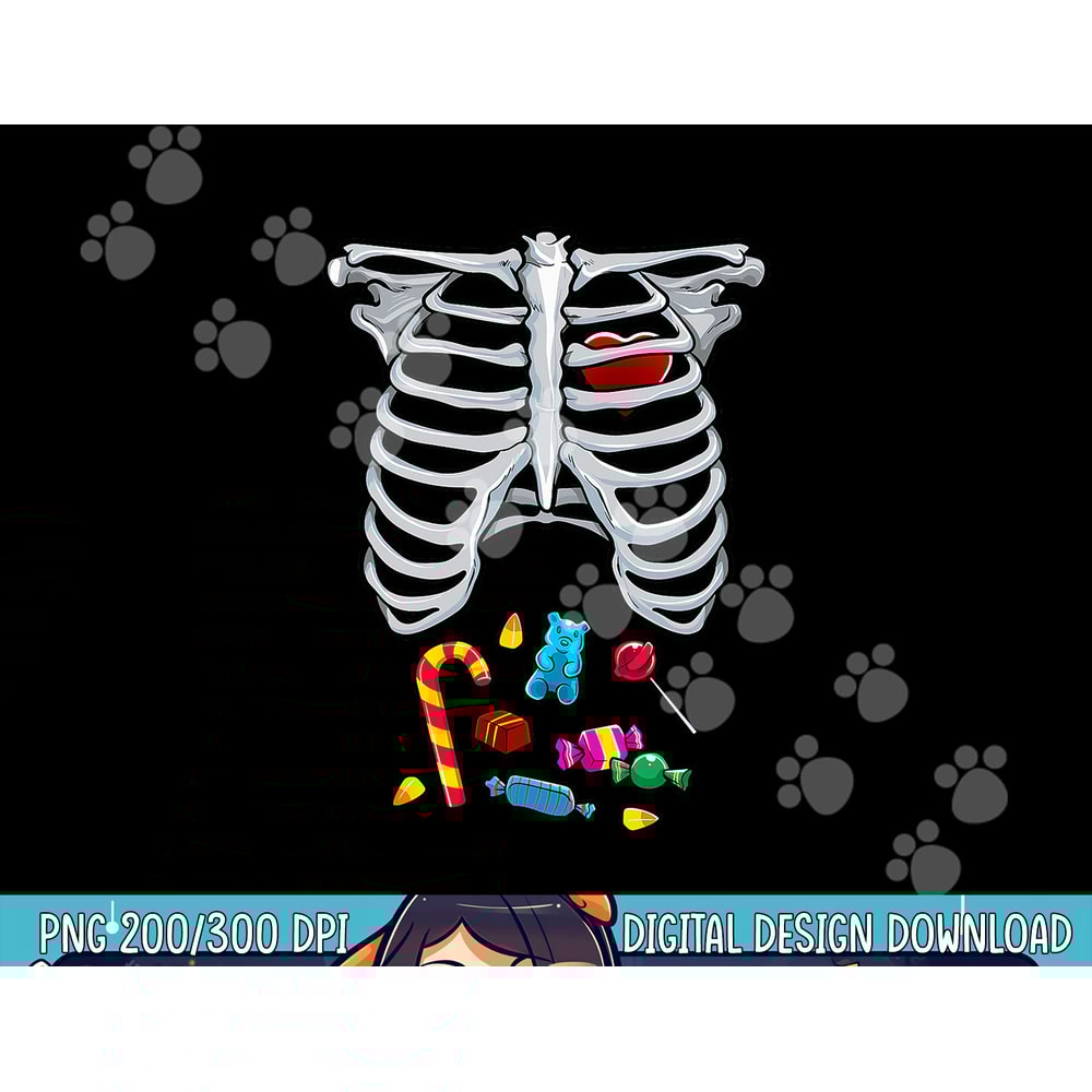 Halloween Costume XRay Skeleton Rib Heart Candy Adult Kids png,sublimation copy.jpg