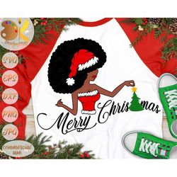 african american christmas svg, black woman svg, merry christmas svg, black santa svg, afro woman svg, melanin christmas
