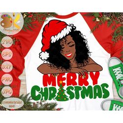 christmas black woman svg, black santa svg, african american christmas svg, afro woman svg, merry christmas svg, eps, dx