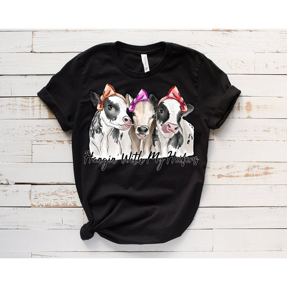 Hanging with my Heifers Shirt, Watercolor Cow, Hangin Heifers, Farm Animal Png, Bandana Cow, Cowgirl Shirt, Sublimation Designs Downloads - 3.jpg
