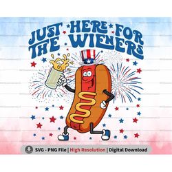 just here for the wieners png svg, patriotic america hot dog png
