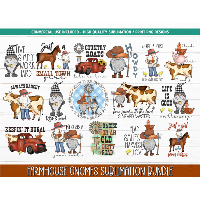 Farmhouse Sublimation Bundle  Farmhouse Gnomes PNG  Country Gnomes PNG  Southern Sublimation, Farmhouse Png Designs, High Quality 300 DPI - 1.jpg