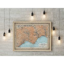 amalfi coast map vintage map print of amalfi coastline italy map poster 1929 map of amalfi area italy coast housewarming