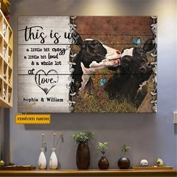 personalized this is us cow couple poster, custom his name her name, funny cow print art, valentines day gift, anniversa