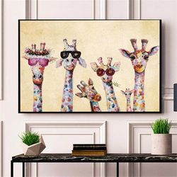 giraffes poster wall art, giraffes family poster, giraffe art, animal wall decoration, animal lover gift, giraffes lover