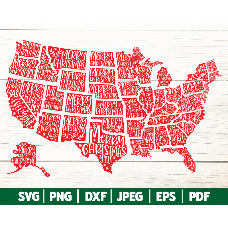 49 Merry Christmas States Bundle SVG, USA Christmas States SVG Bundle - Christmas States Cut Files - American States Christmas - 1.jpg