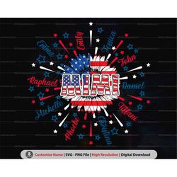 custom american mimi sunflower png, mimi 4th of july png, patriotic mimi usa flag png, firework png, png sublimation