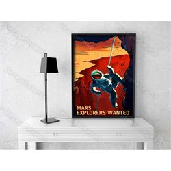 explorers wanted 2016 nasa/jpl recruitment poster space travel space art great gift idea for kids room, office, man cave