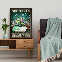 mermaid get naked unless youre just visiting dont make it wreid poster, vintage mermaid wall decor,bathroom poster,room
