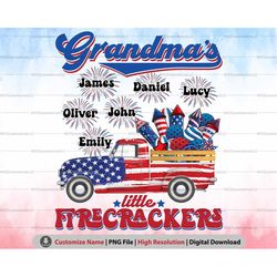 custom grandmas little firecrackers png, 4th of july png, american patriotic grandma png, fireworks truck png sublimatio