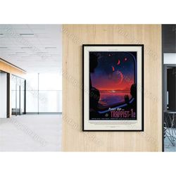 trappist-1 exoplanet 2016 nasa/jpl space art space travel poster great gift idea for kids room, office, man cave, wall
