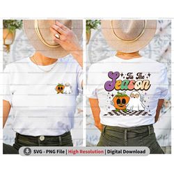 retro tis the season halloween png svg, halloween ghost and pumpkin svg, checkered halloween png, spooky png sublimation