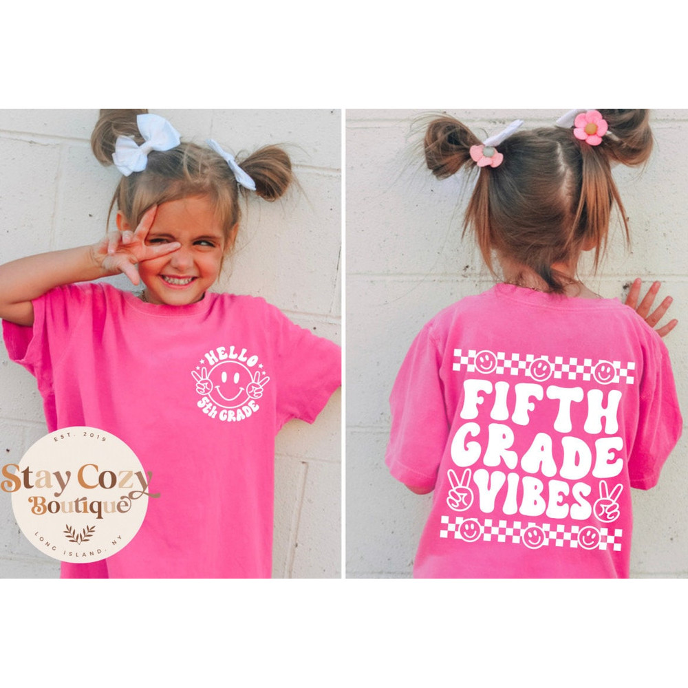 Hello Fifth Grade T-Shirt Back To School Girls Graphic Tees Comfort Colors Stay Cozy Boutique - 1.jpg