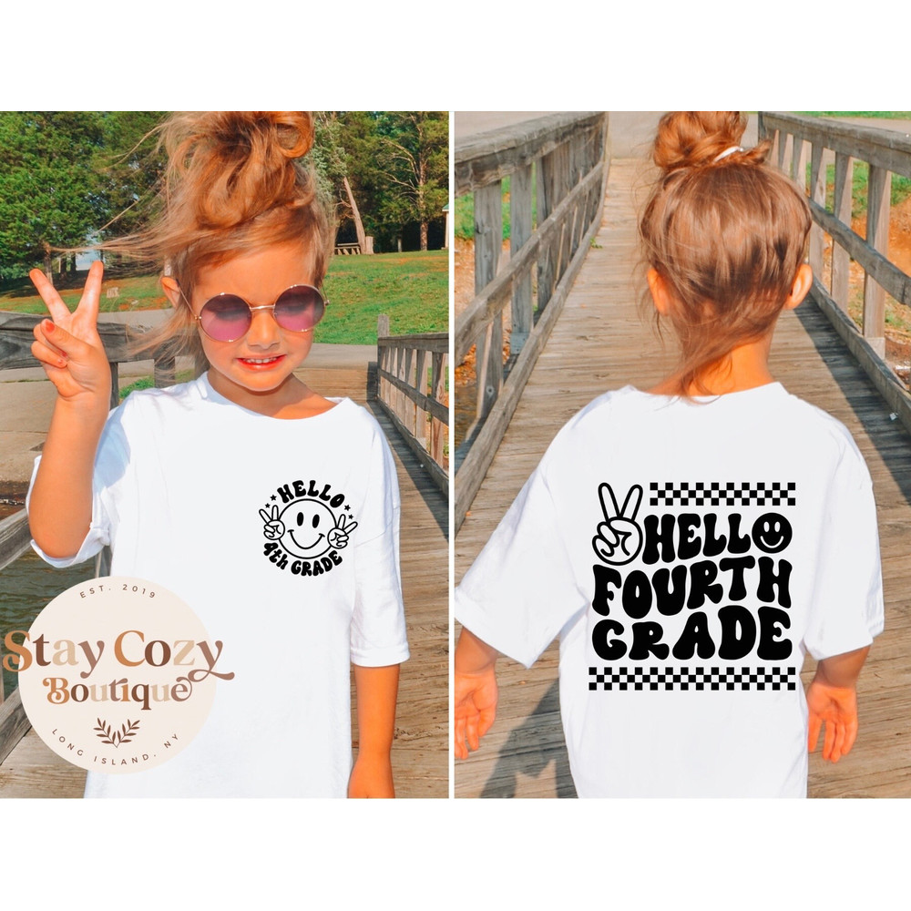 Hello Fourth Grade T-Shirt Back To School Girls Graphic Tees Comfort Colors Stay Cozy Boutique - 1.jpg